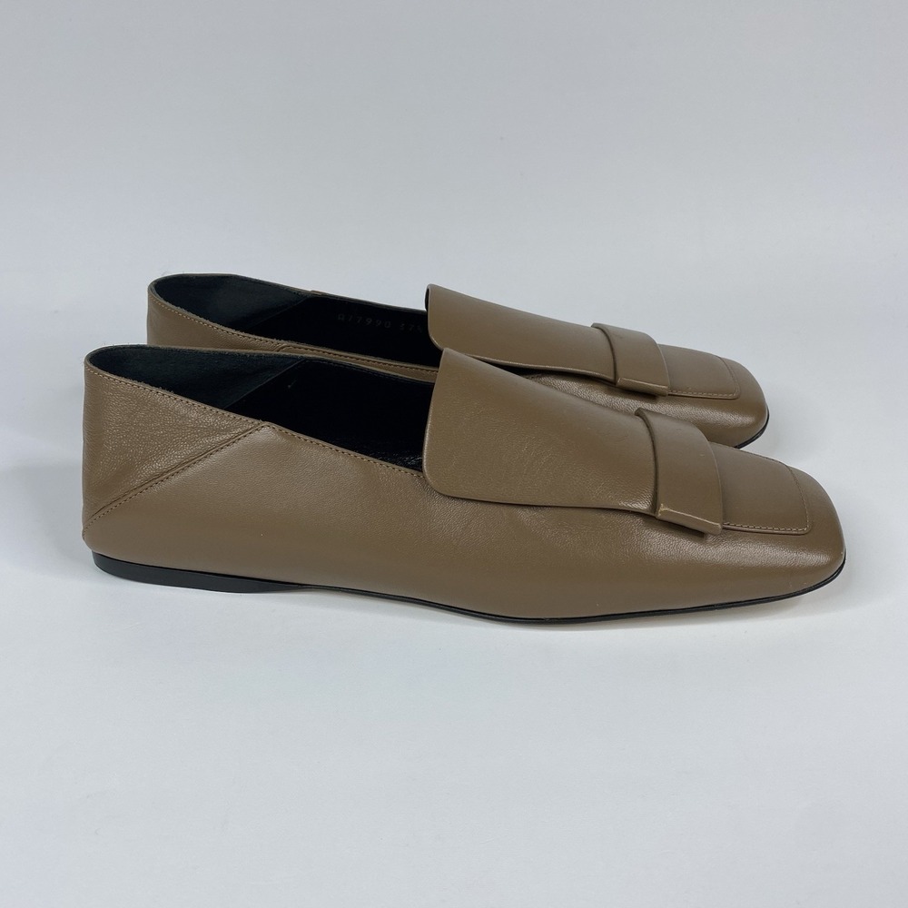 Sergio Rossi SR1 Loafers Womens‎ 37.5 US 7.5 Brown Leather Square Toe